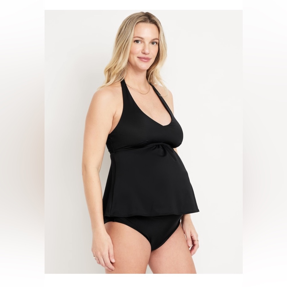 Old Navy Maternity Halter Tankini Swim Top, Black Jack, Size Small, NWT
